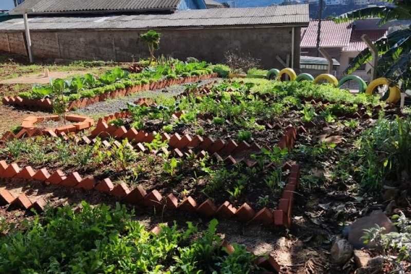 Horta comunitária em casa de acolhimento do estado no município de Capinzal. Foto: Divulgação/FIESC